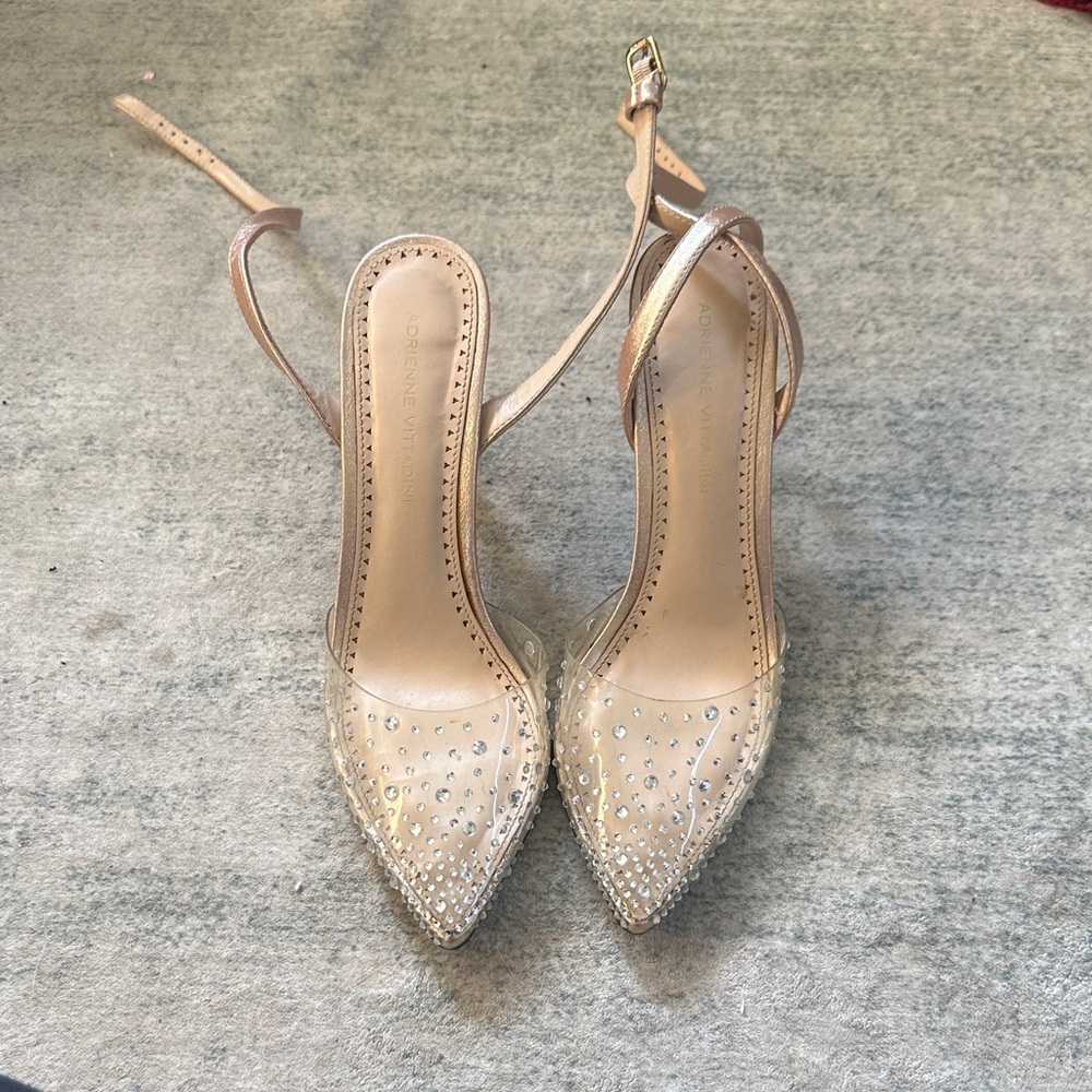 Adrienne Vittadini Rose Gold/Rhinestone Heels